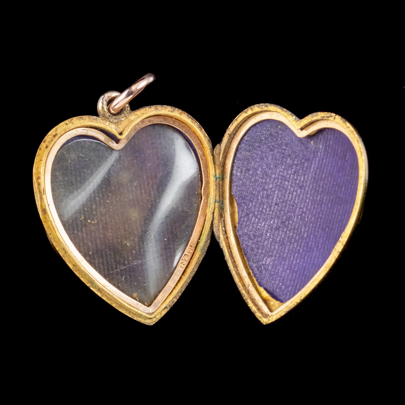 Antique Edwardian Diamond Heart Locket 15ct Gold Dated 1910