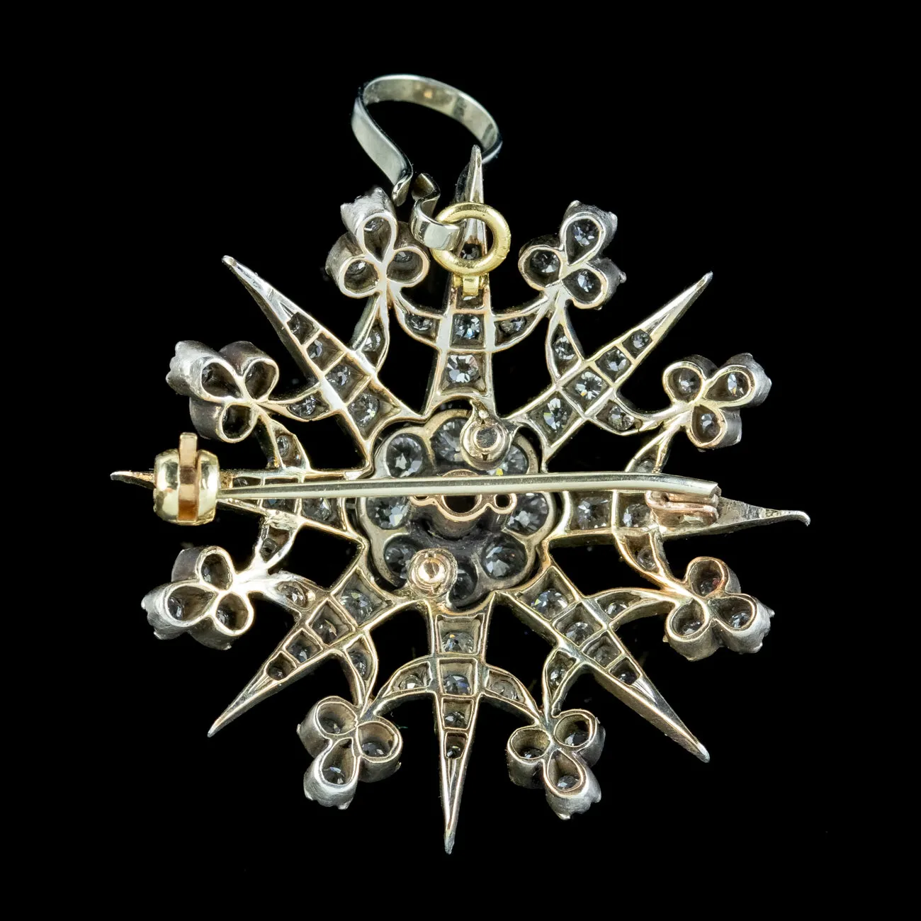 Antique Edwardian Garrard Diamond Star Pendant Brooch 3.85ct Total