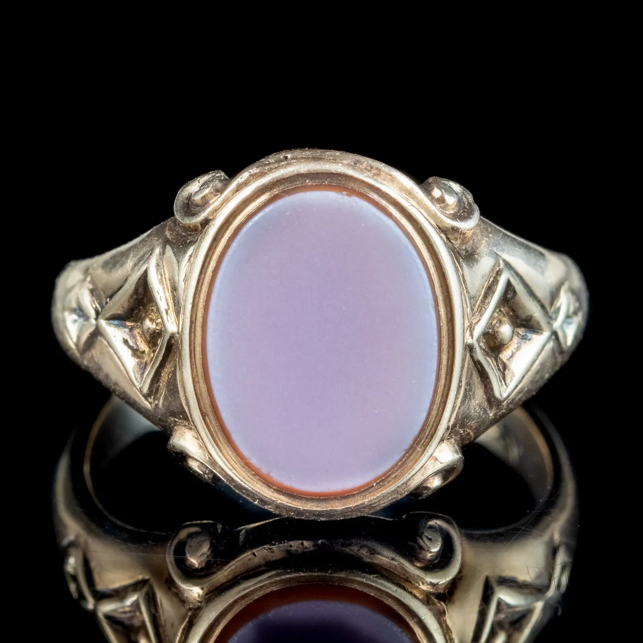 Antique Victorian Lavender Sardonyx Signet Ring Dated 1871