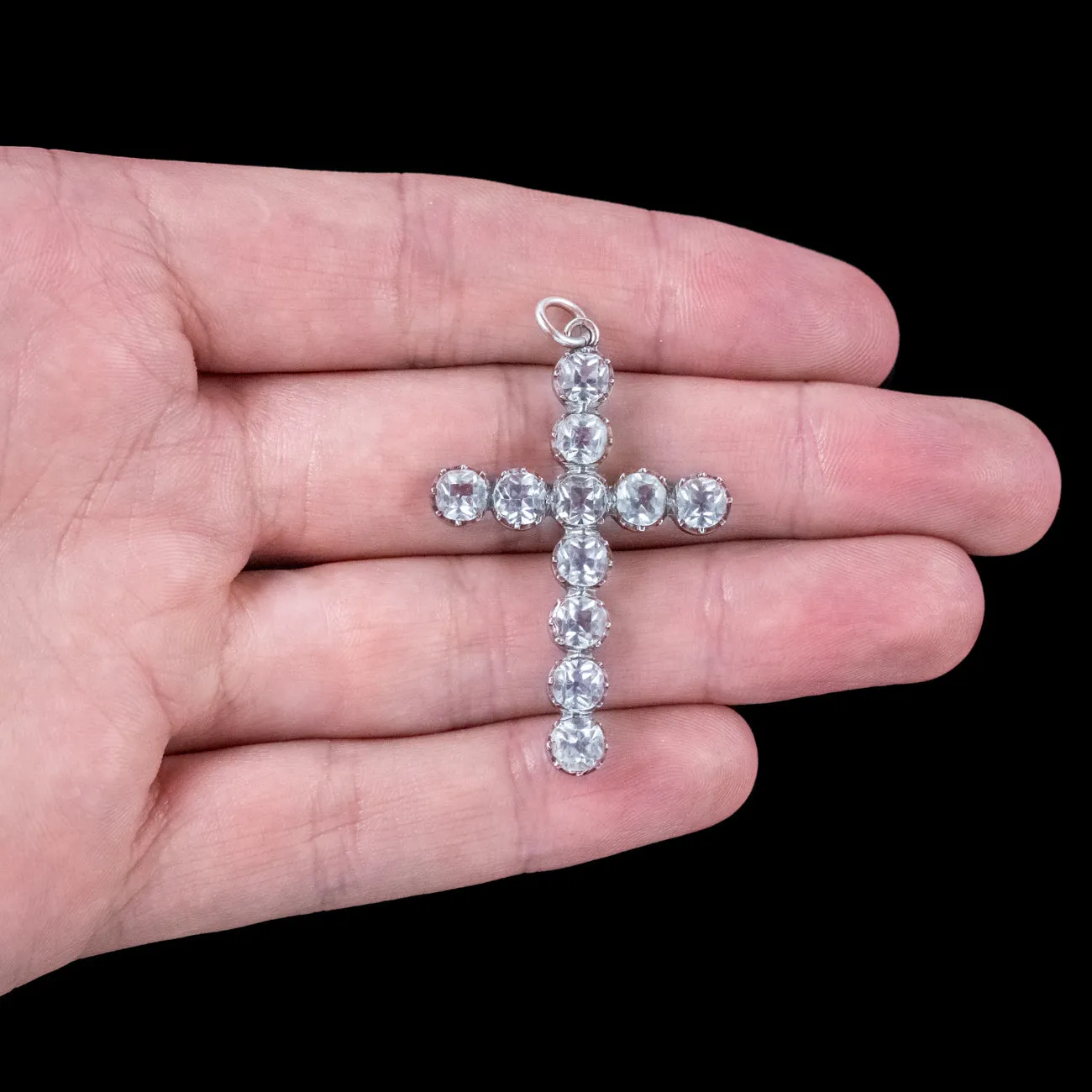 Antique Victorian Paste Cross Pendant Silver