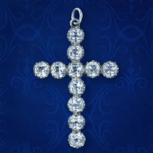 Antique Victorian Paste Cross Pendant Silver