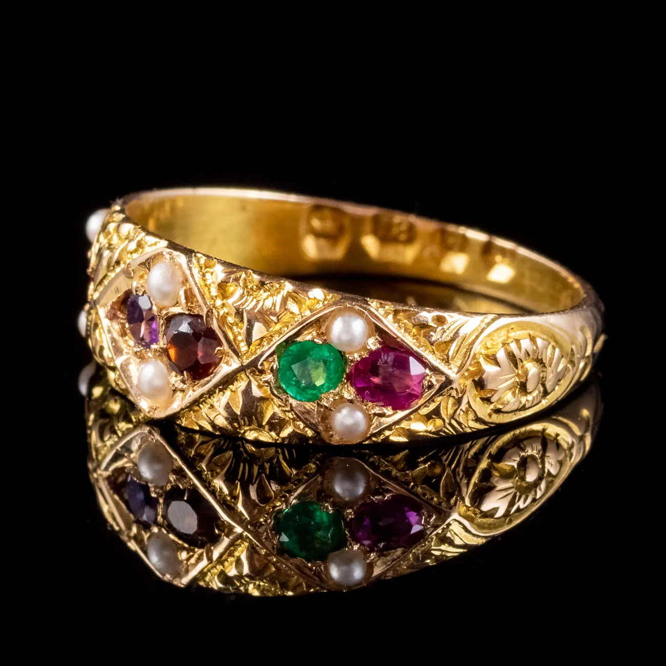 Antique Victorian Regard Gemstone Ring 18ct Gold Dated 1880