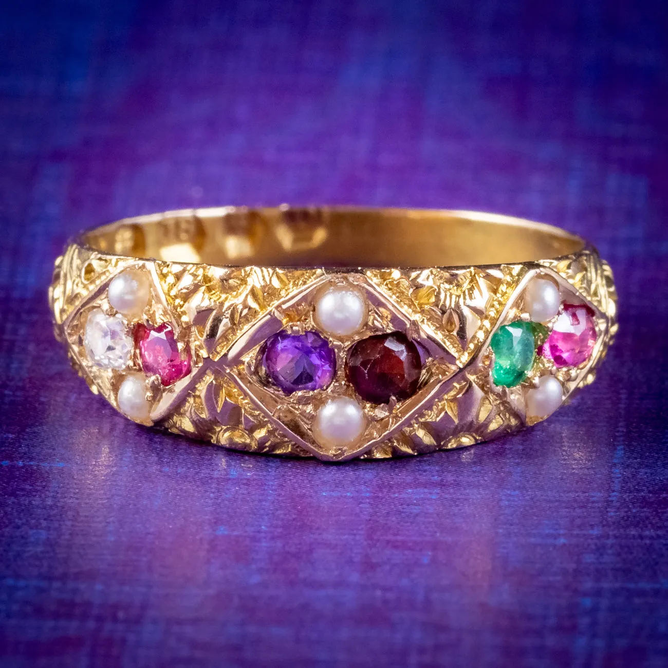 Antique Victorian Regard Gemstone Ring 18ct Gold Dated 1880