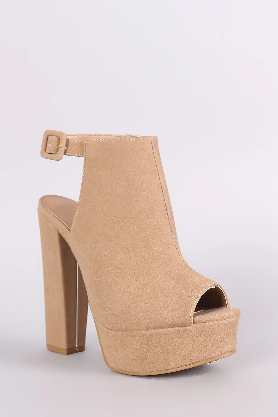 Bamboo Nubuck Slingback Chunky Platform Mule Heel