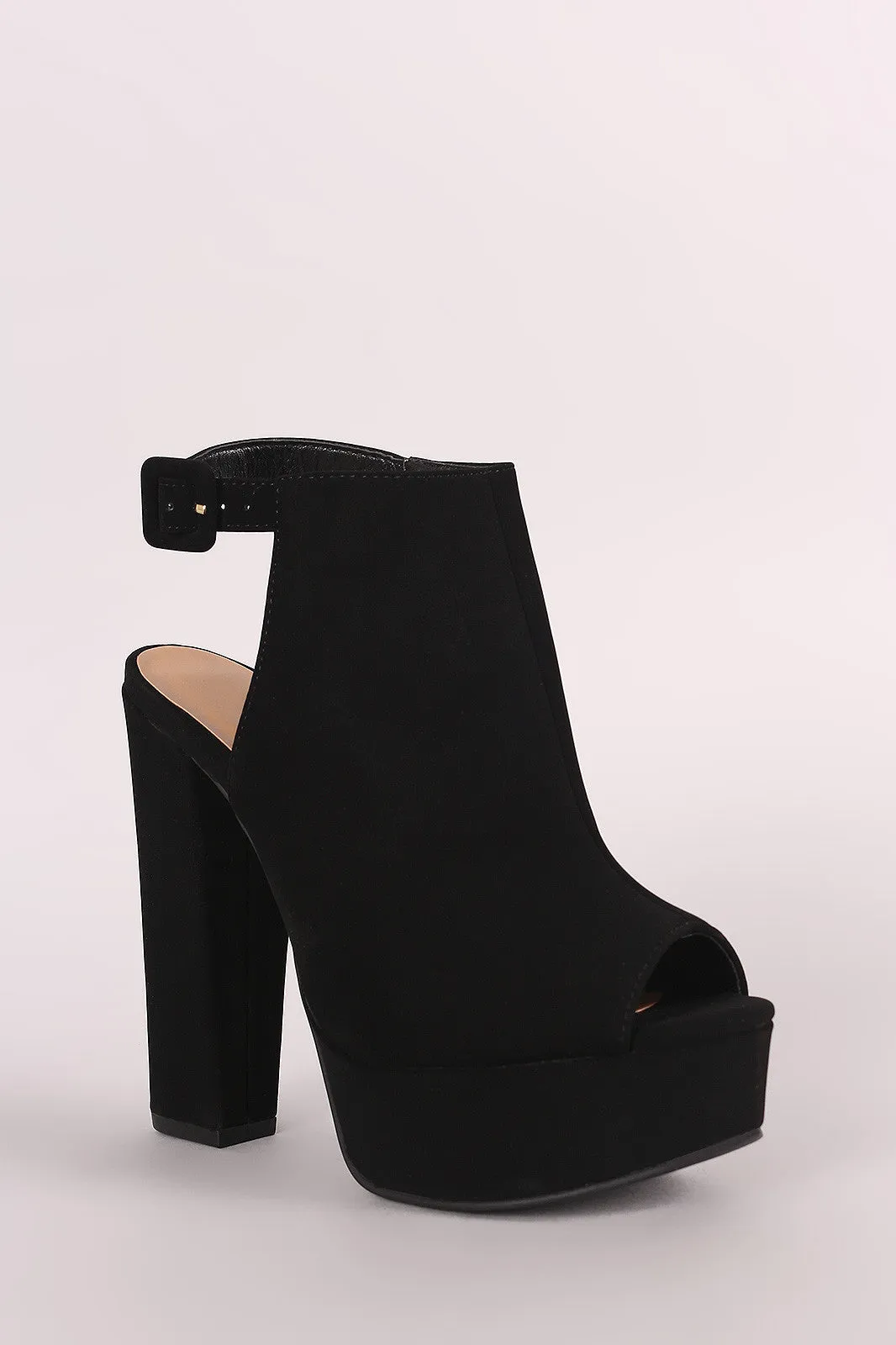 Bamboo Nubuck Slingback Chunky Platform Mule Heel