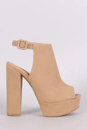 Bamboo Nubuck Slingback Chunky Platform Mule Heel