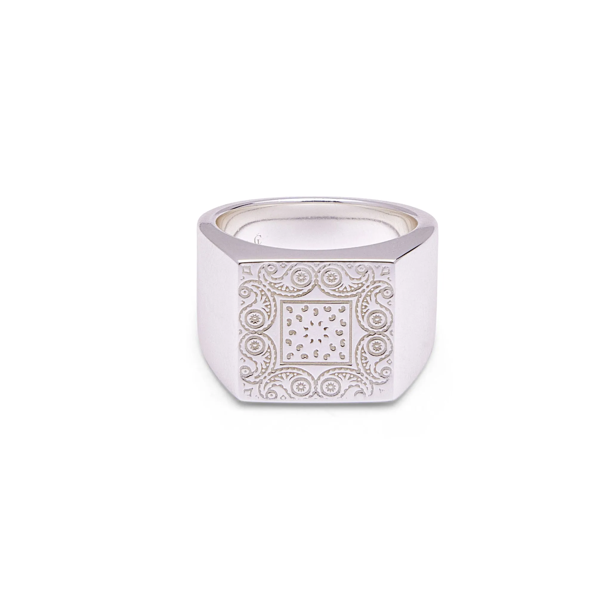 Bandana Signet Ring - Silver