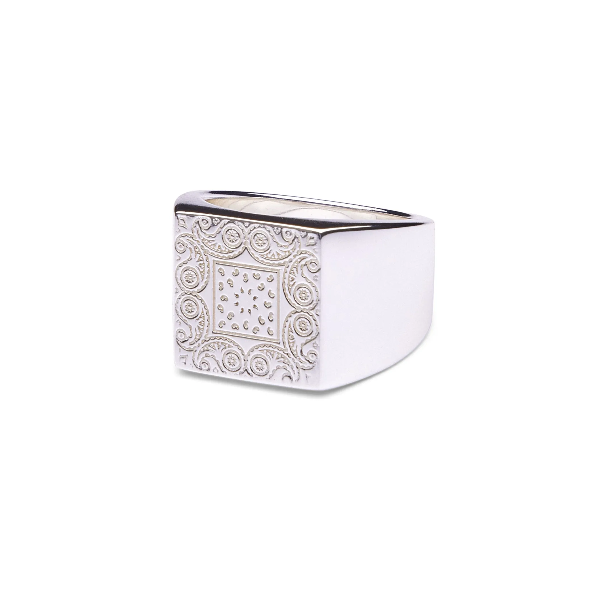 Bandana Signet Ring - Silver