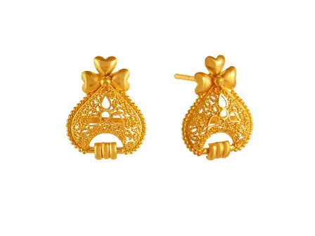 Beautiful 22k Gold Stud Earrings With Minute Details