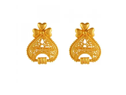 Beautiful 22k Gold Stud Earrings With Minute Details