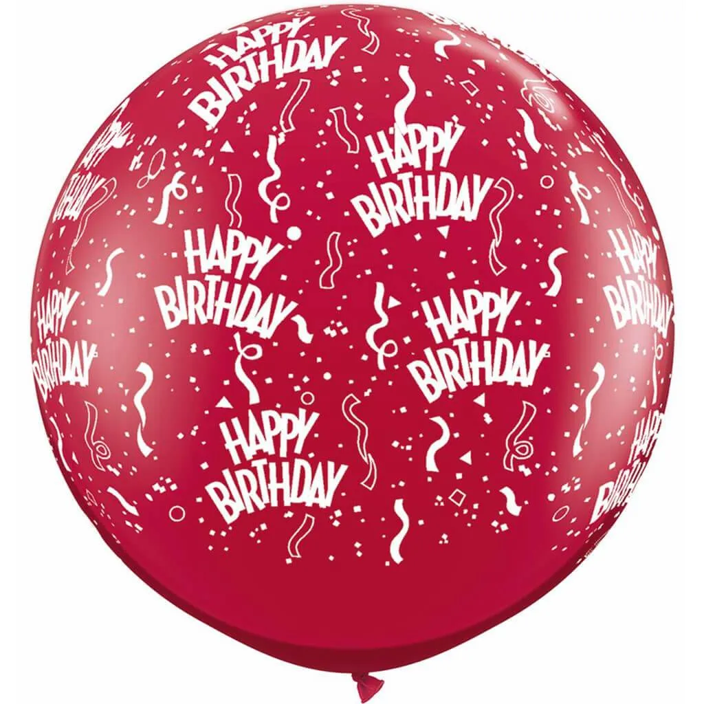 Birthday Around Ruby Red Latex Balloon, 36in