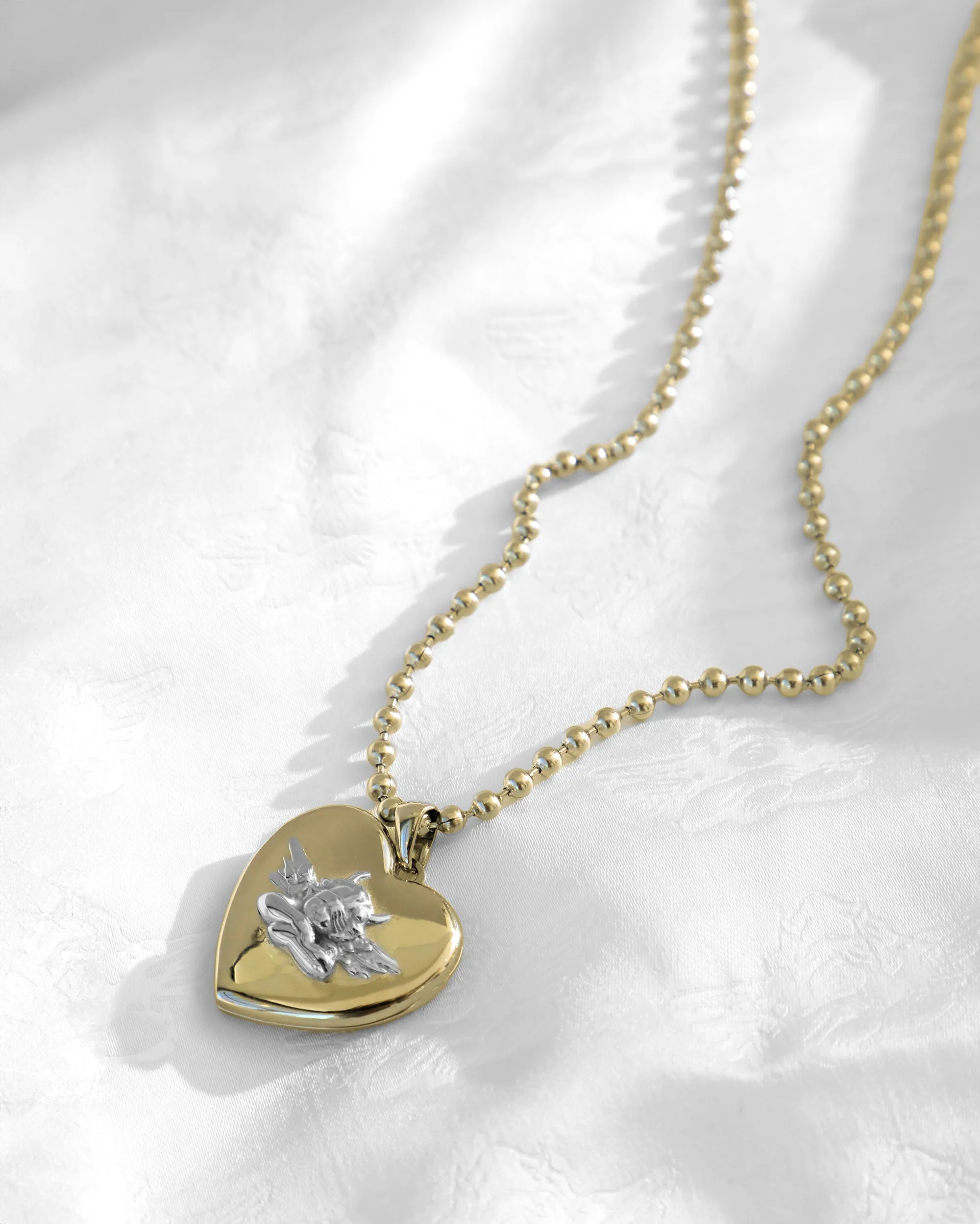 Boys Lie Gold Locket With Rhodium Angel