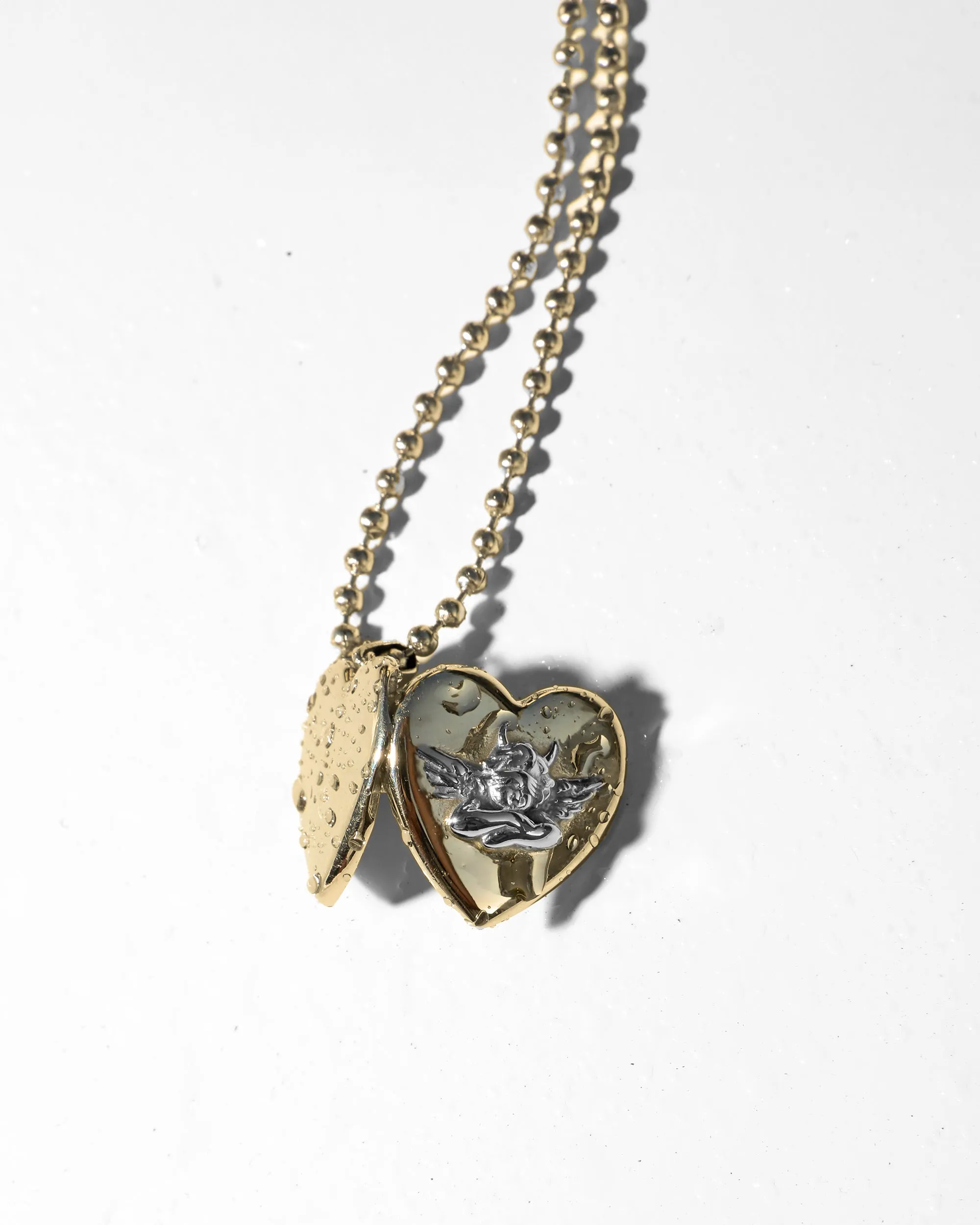 Boys Lie Gold Locket With Rhodium Angel