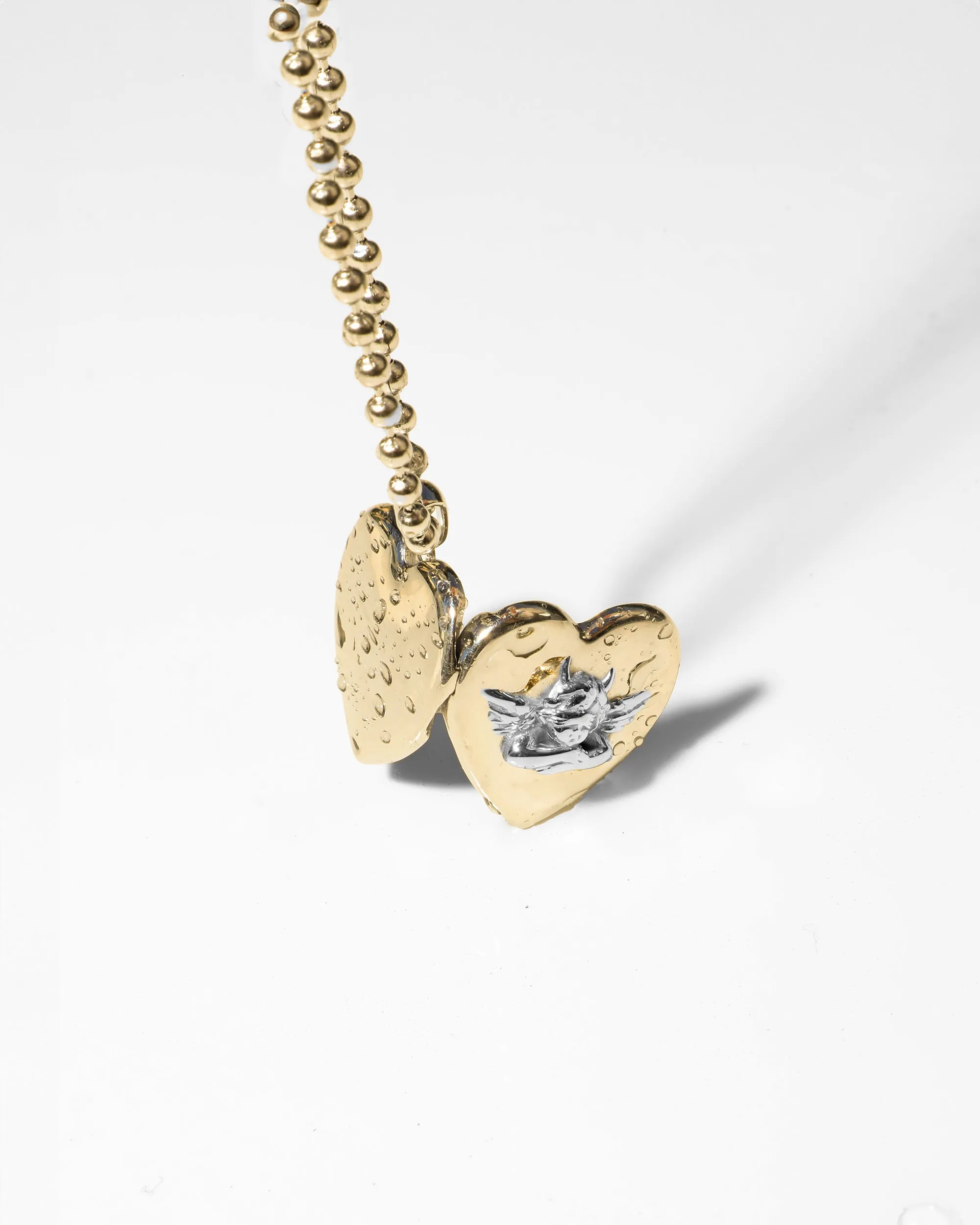 Boys Lie Gold Locket With Rhodium Angel