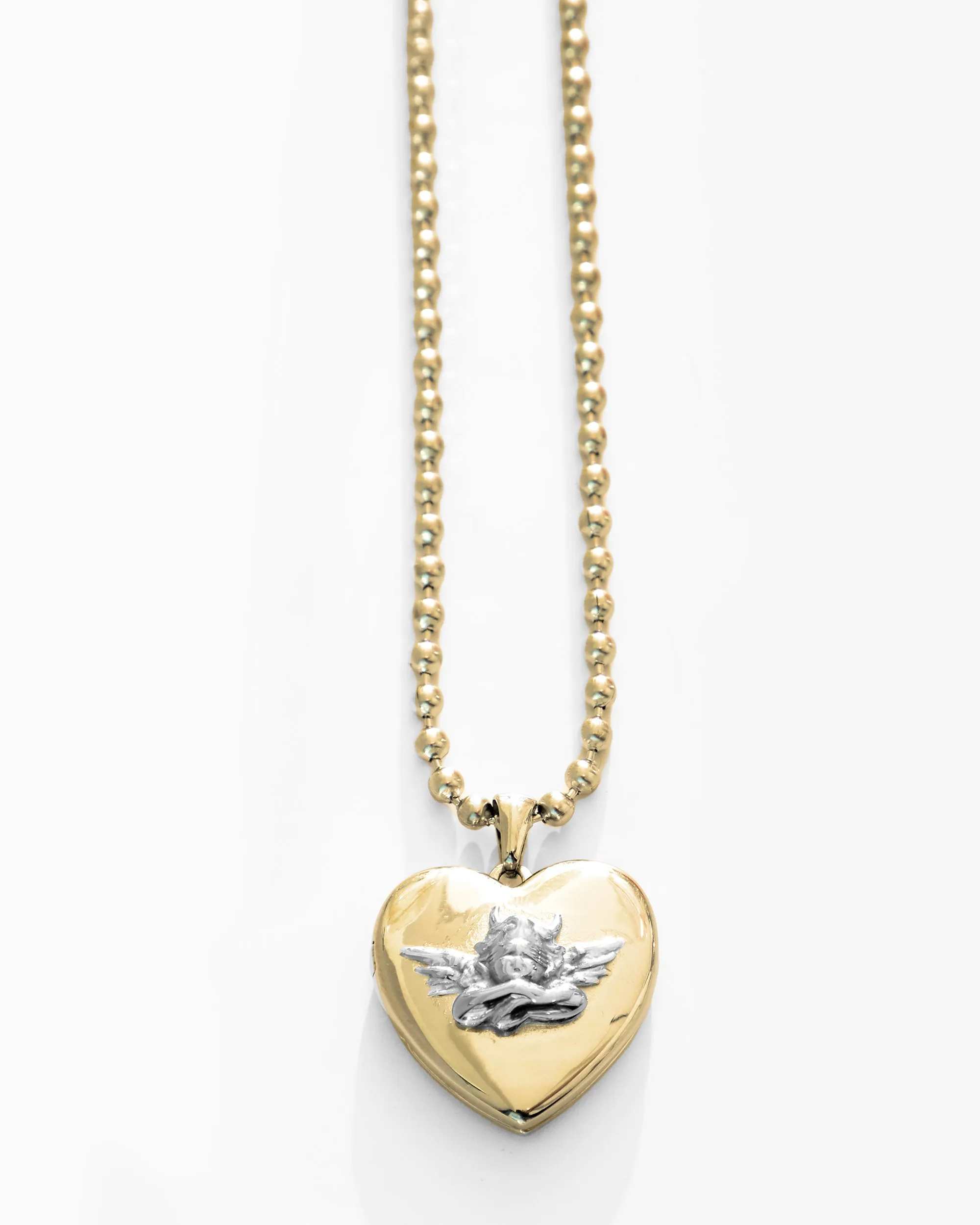 Boys Lie Gold Locket With Rhodium Angel