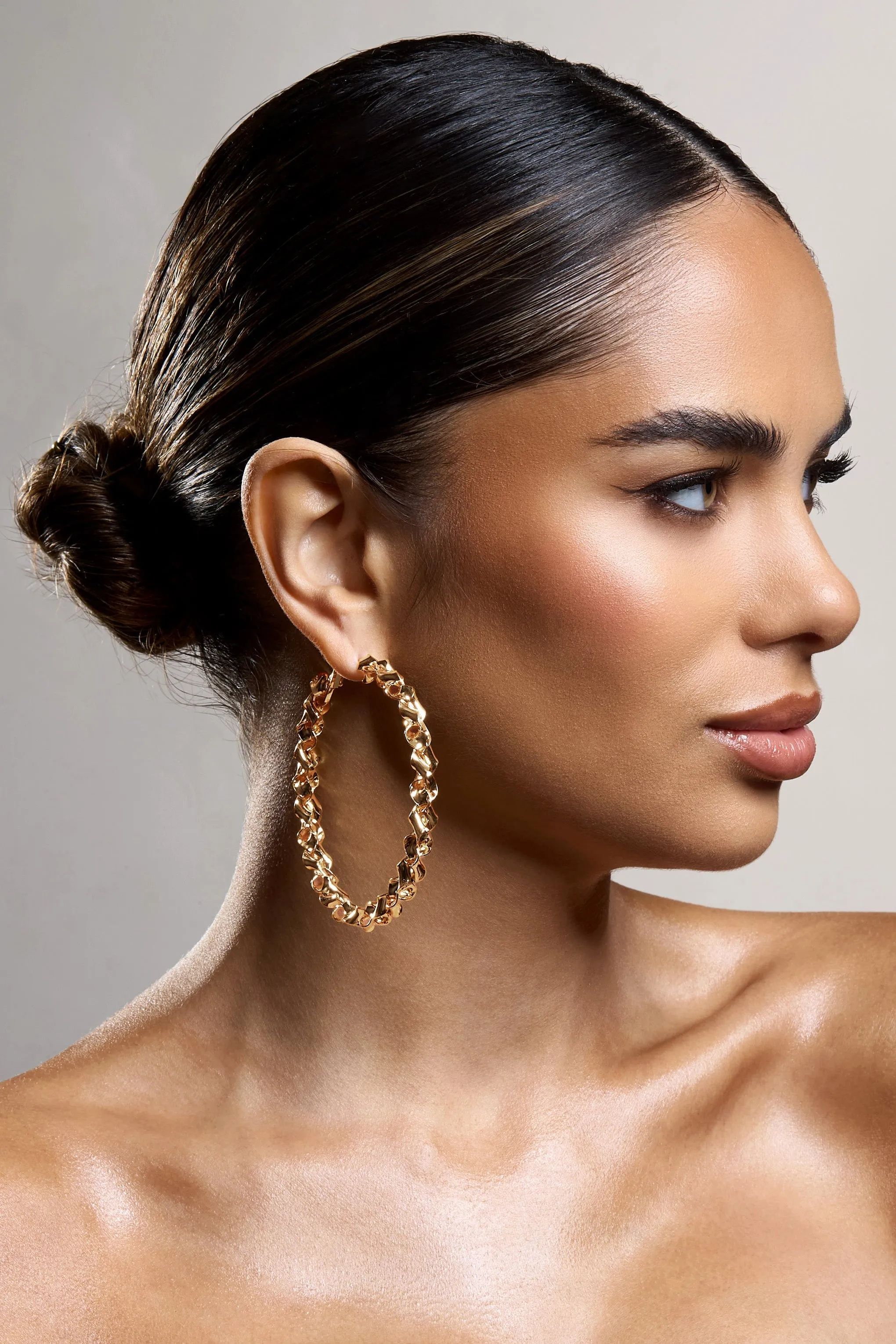 Cecilia | Gold Twisted Hoop Earrings