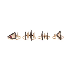 Cedille Skeleton Fish Ring Set of 4