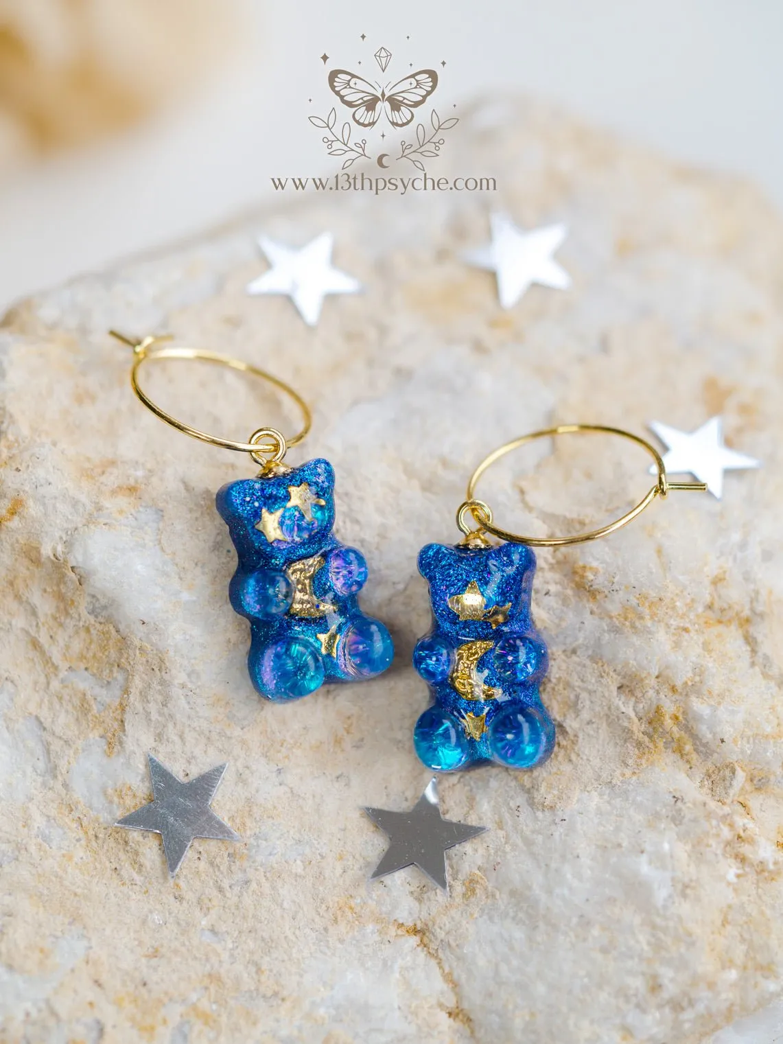 Celestial inspired Gummy bear hoop earrings