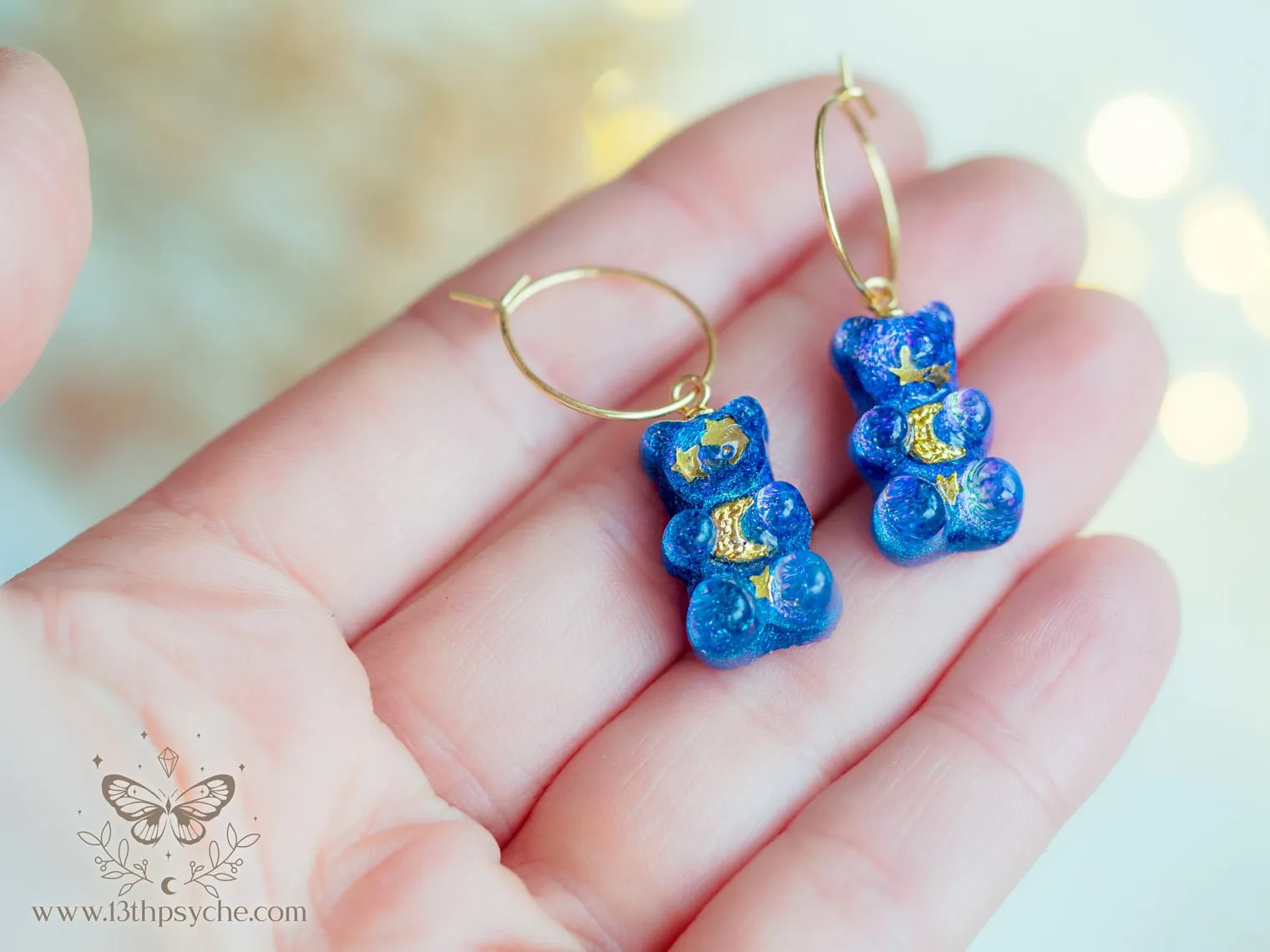 Celestial inspired Gummy bear hoop earrings