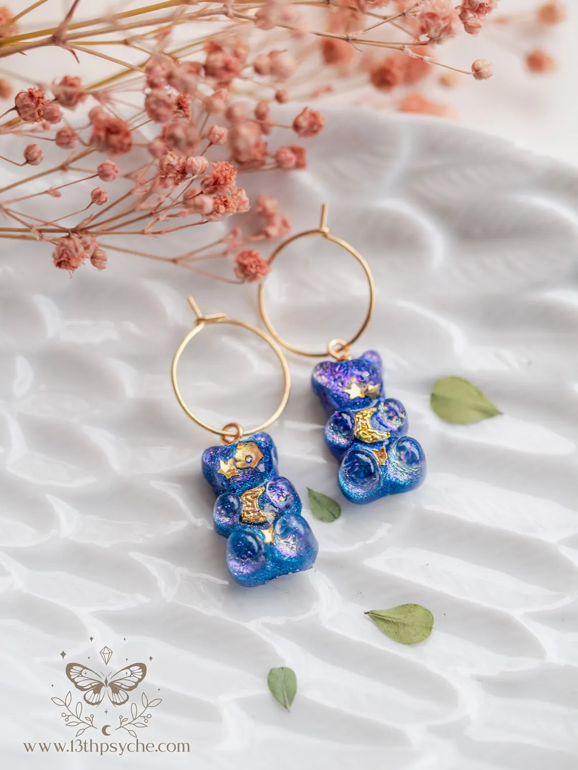 Celestial inspired Gummy bear hoop earrings