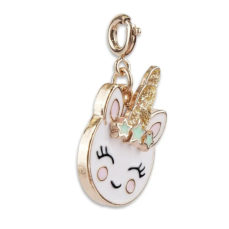 Charmit Gold Unicorn Smiley Charm - White