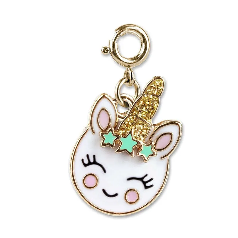 Charmit Gold Unicorn Smiley Charm - White