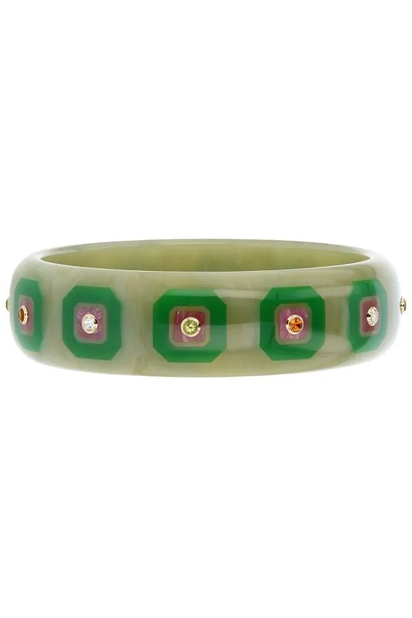 Citrine Peridot Green Bakelite Bangle