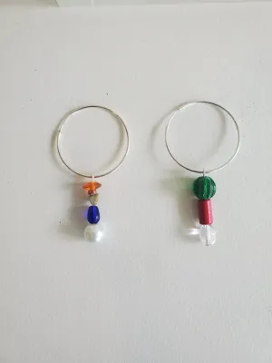 Confetti Hoop Earrings - Sterling Silver multi