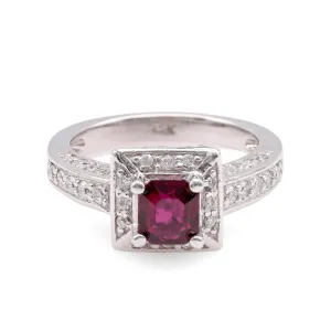 Contemporary Ruby Diamond 14K White Gold Pave Ring