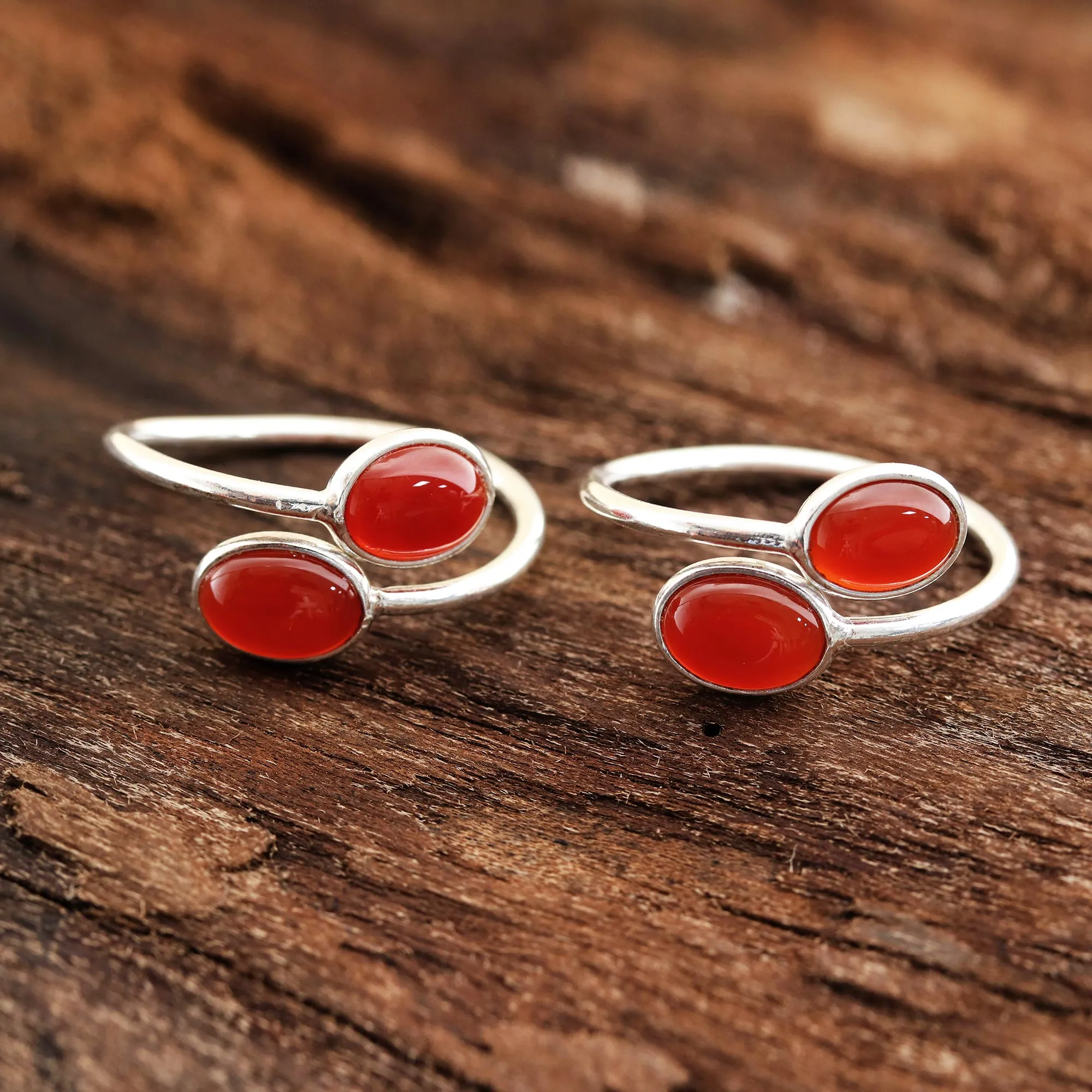 Dainty Ovals Oval Carnelian Toe Rings from india