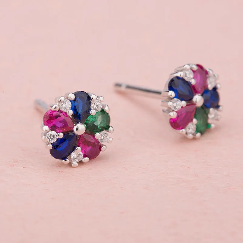 Dainty Zinnia Stud Earrings- 925 Silver