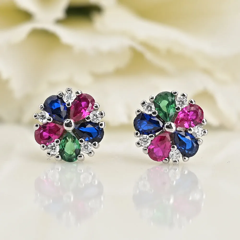 Dainty Zinnia Stud Earrings- 925 Silver