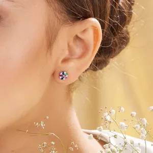 Dainty Zinnia Stud Earrings- 925 Silver