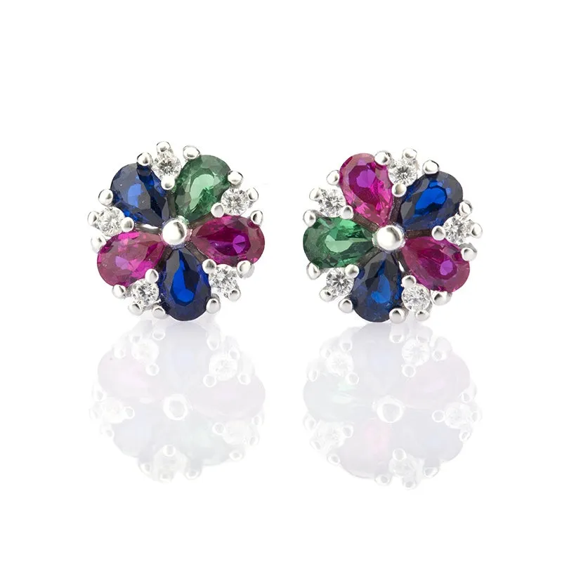 Dainty Zinnia Stud Earrings- 925 Silver