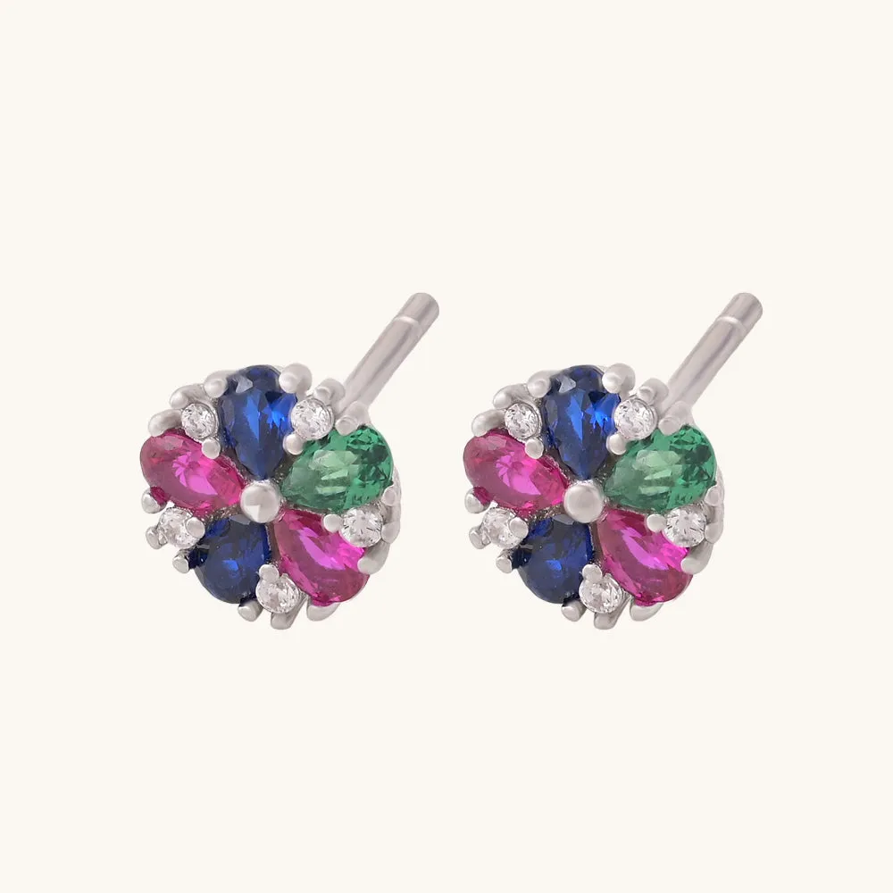 Dainty Zinnia Stud Earrings- 925 Silver