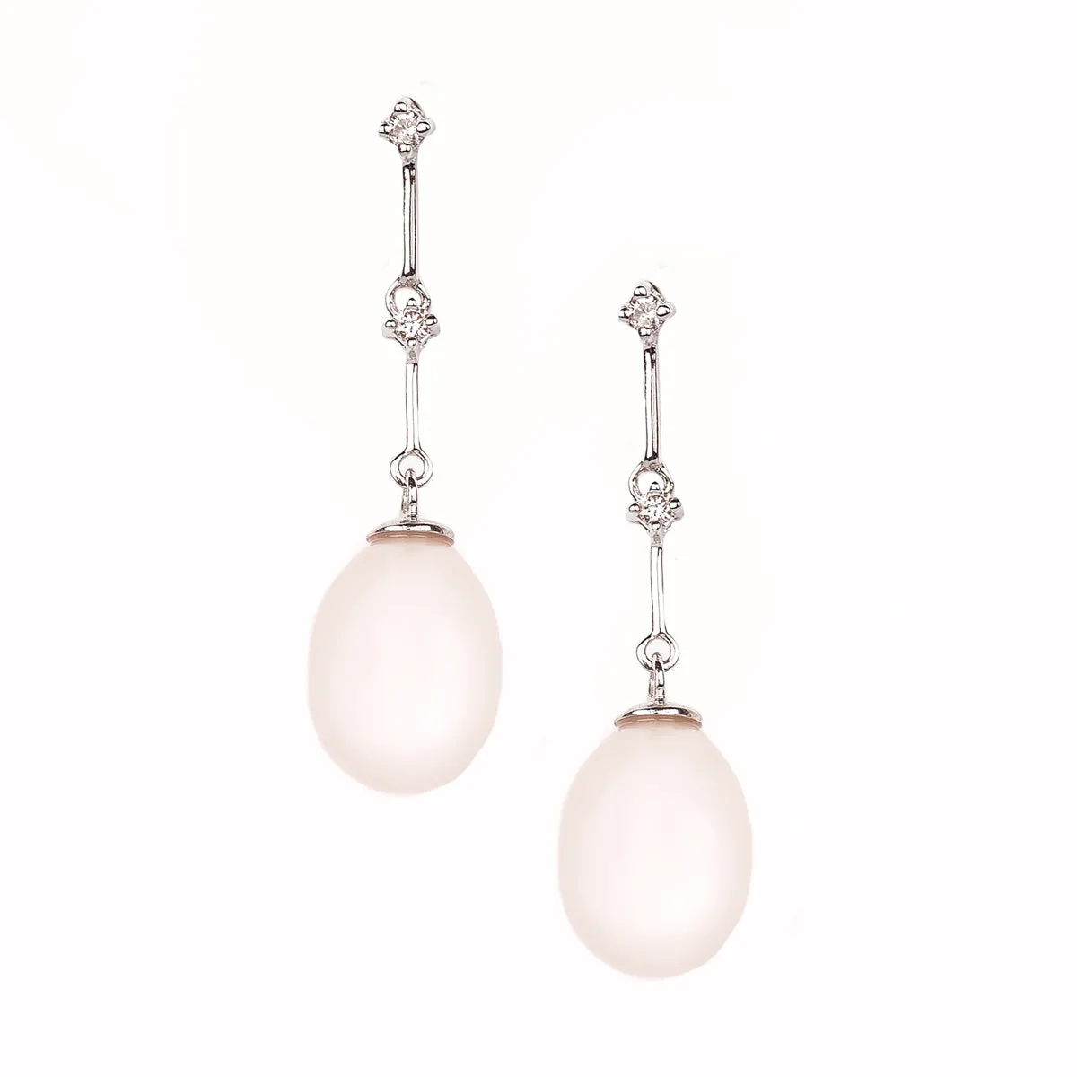 Dangling Pearl and Diamond Earrings