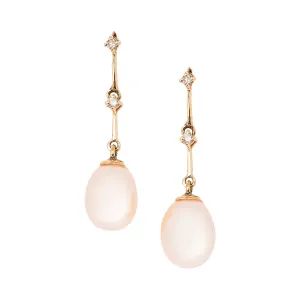 Dangling Pearl and Diamond Earrings