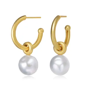 Delphine Golden Pearl Mini Hoop Earrings