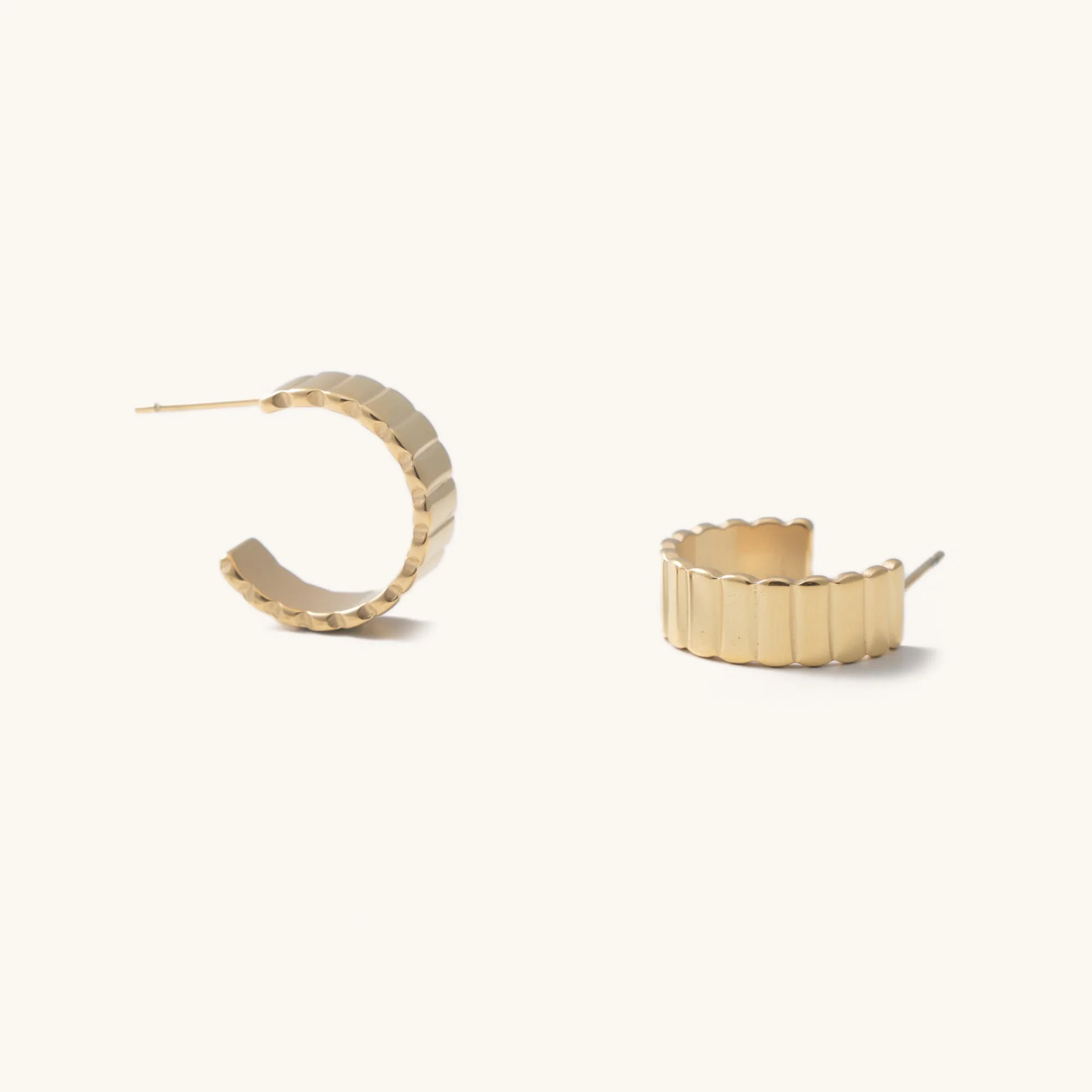 Dylan Ridged Gold Hoops