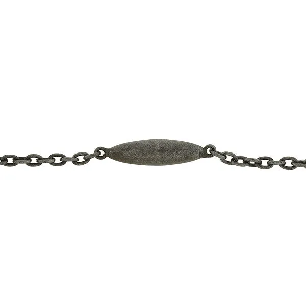 Early Victorian Gunmetal Ball & Bullet Link Chain 63"