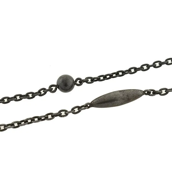 Early Victorian Gunmetal Ball & Bullet Link Chain 63"