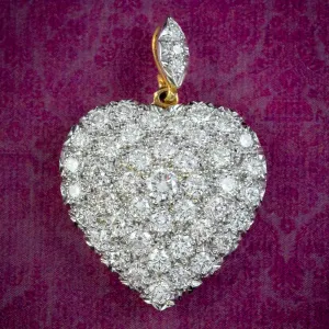 Edwardian Style Diamond Heart Pendant 18ct Gold 6ct Of Diamond