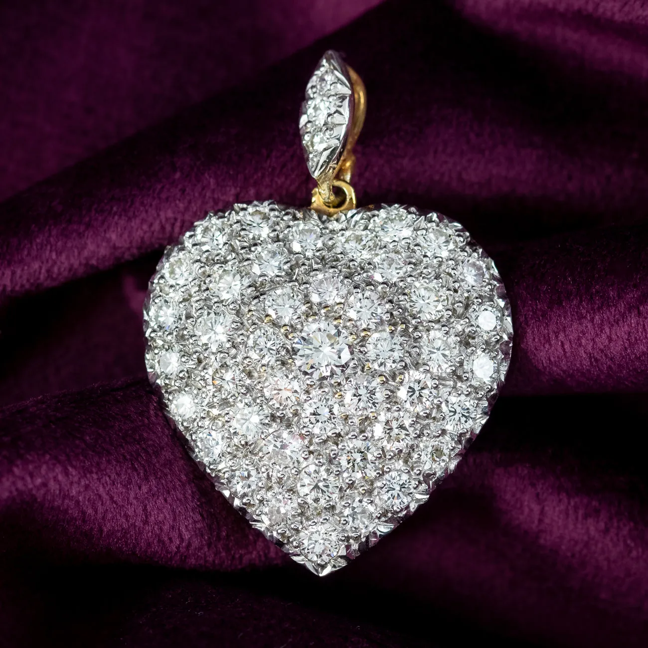 Edwardian Style Diamond Heart Pendant 18ct Gold 6ct Of Diamond