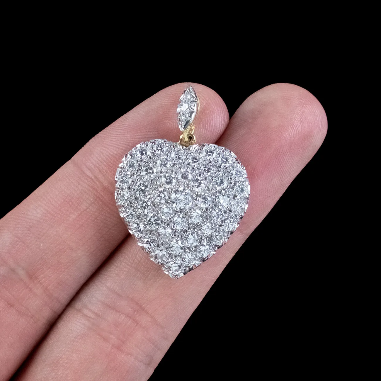 Edwardian Style Diamond Heart Pendant 18ct Gold 6ct Of Diamond