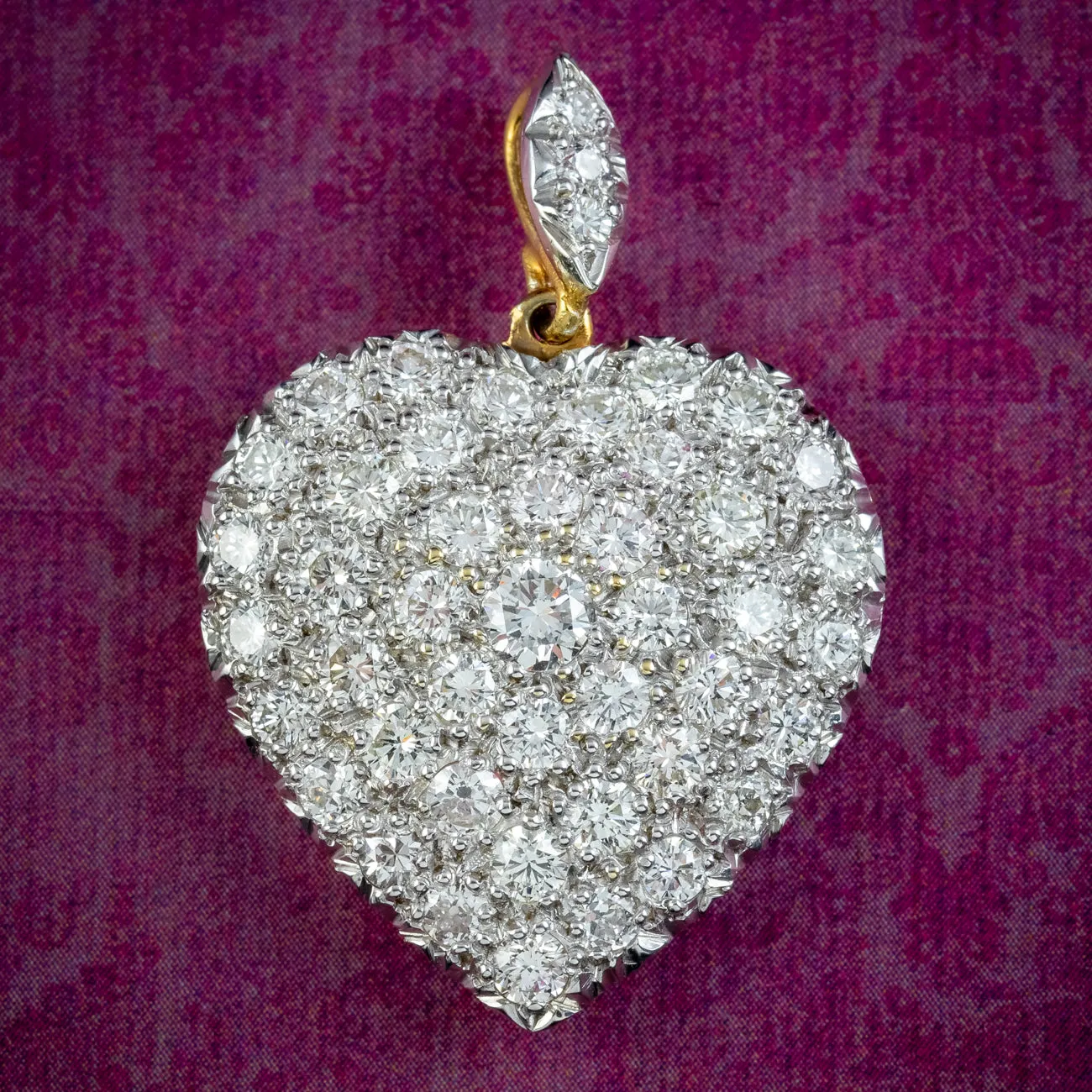 Edwardian Style Diamond Heart Pendant 18ct Gold 6ct Of Diamond