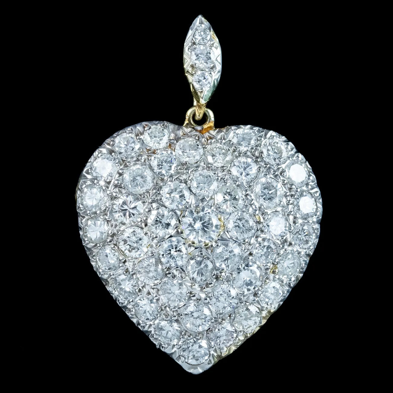 Edwardian Style Diamond Heart Pendant 3.85ct Diamond