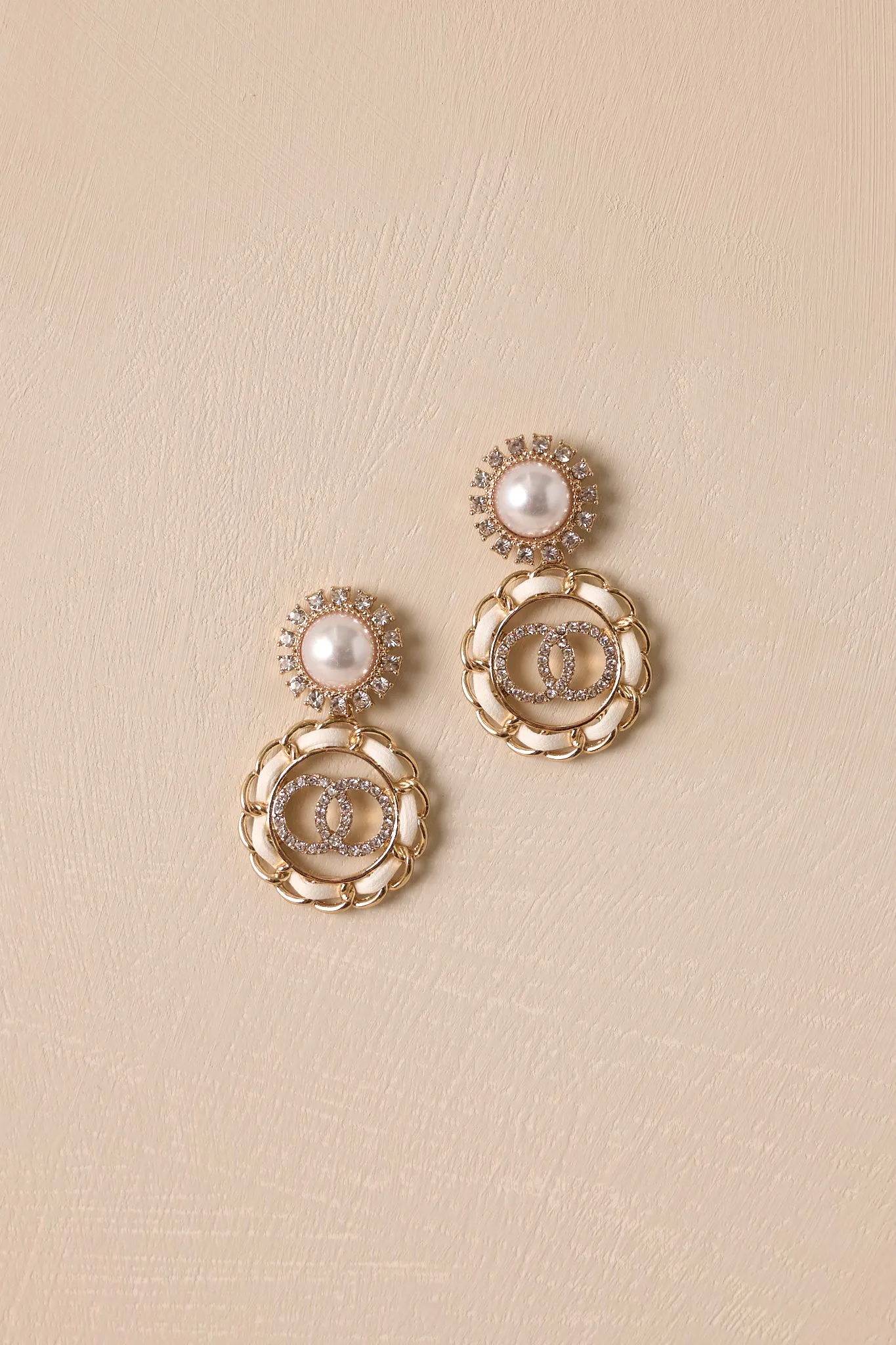 Elegant Twirl Gold & Ivory Pearl Drop Earrings