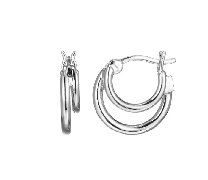 ELLE Sterling Silver "Simpatico" Double Hoop Earrings (SI5121)