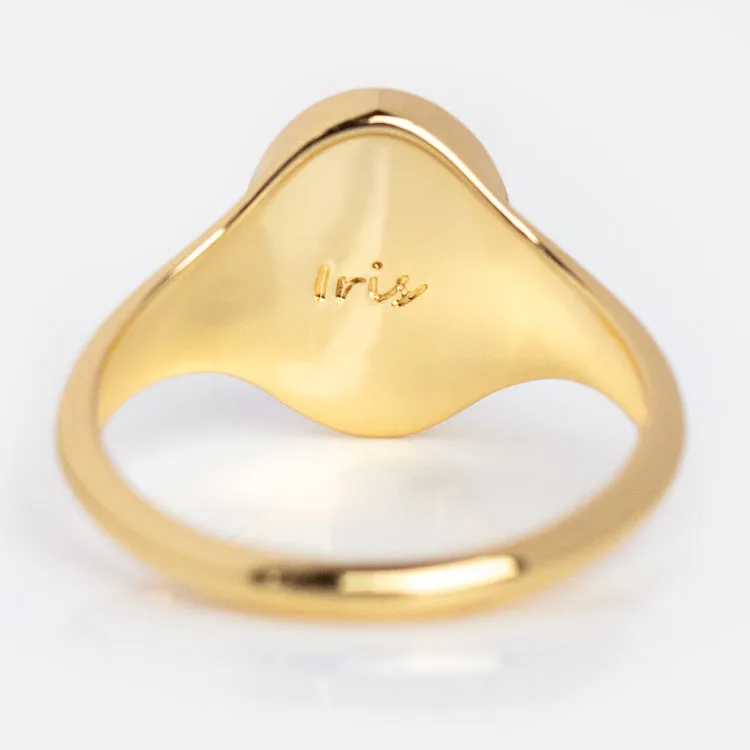 Enamel Birth Flower Signet Ring