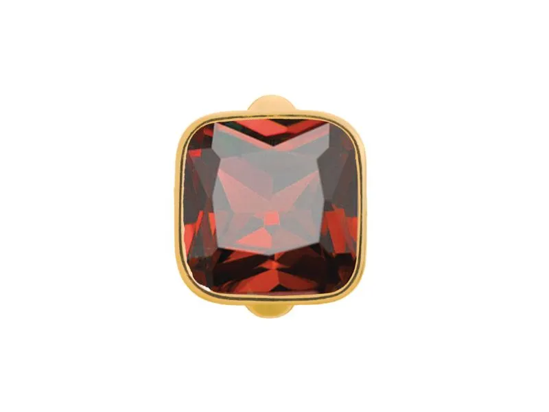 Endless Jewellery Big Garnet Cube Gold Charm